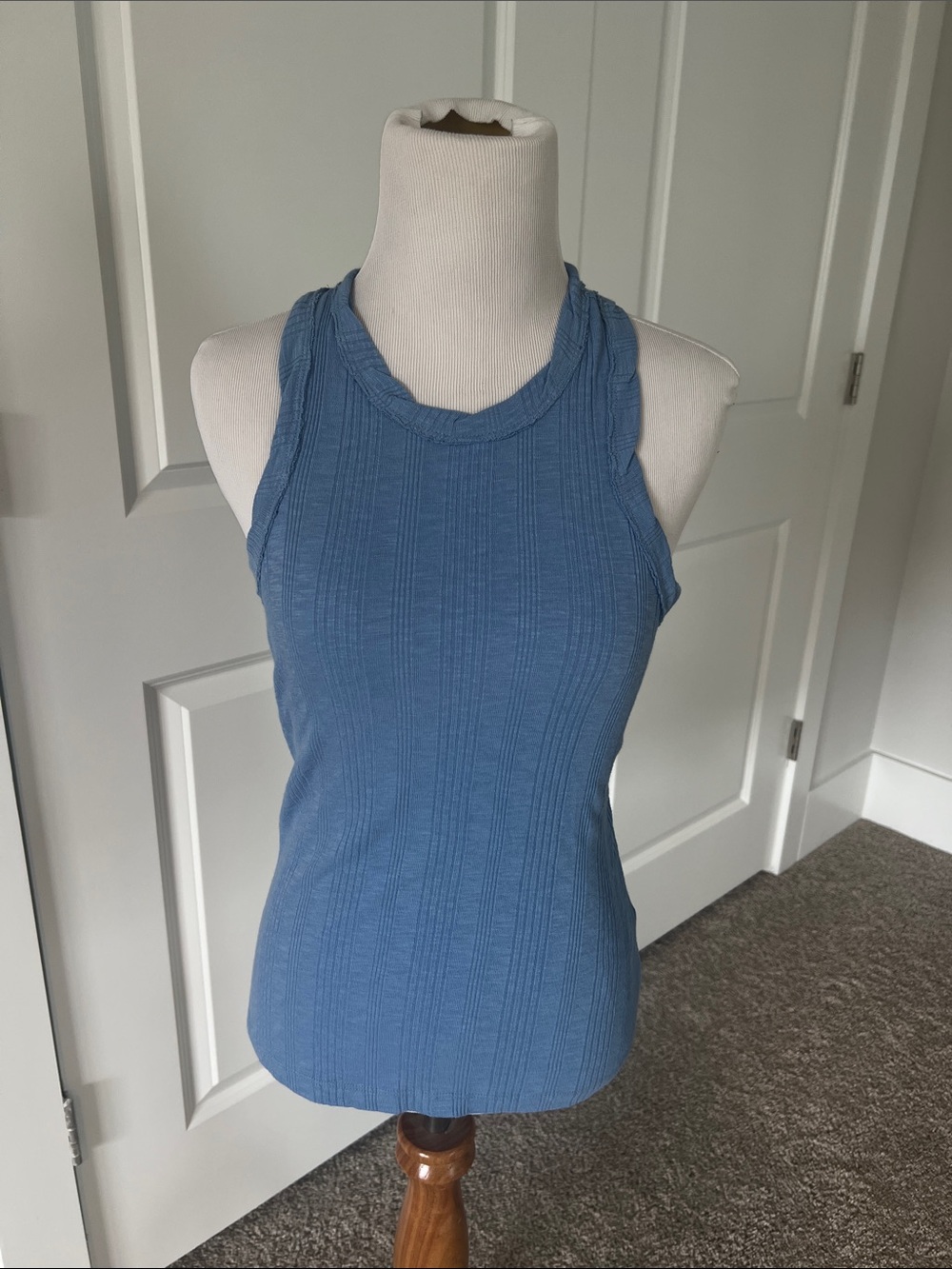 Anthropologie Pilcro Ribbed Halter Tank Top Blue Sleeveless Stretch Knit